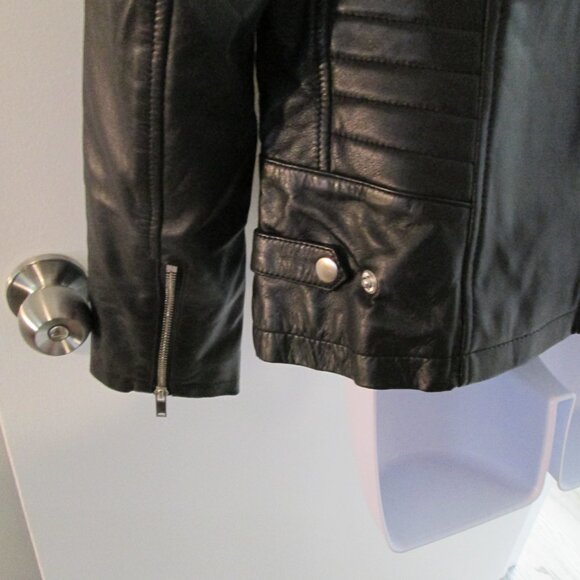 Womens Black Biker Style Leather Jacket NWOT - Picture 8 of 12